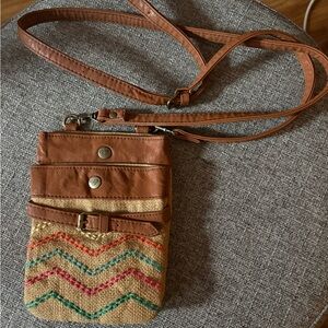 Roxy Brown and Multicolor Chevron Crossbody Bag